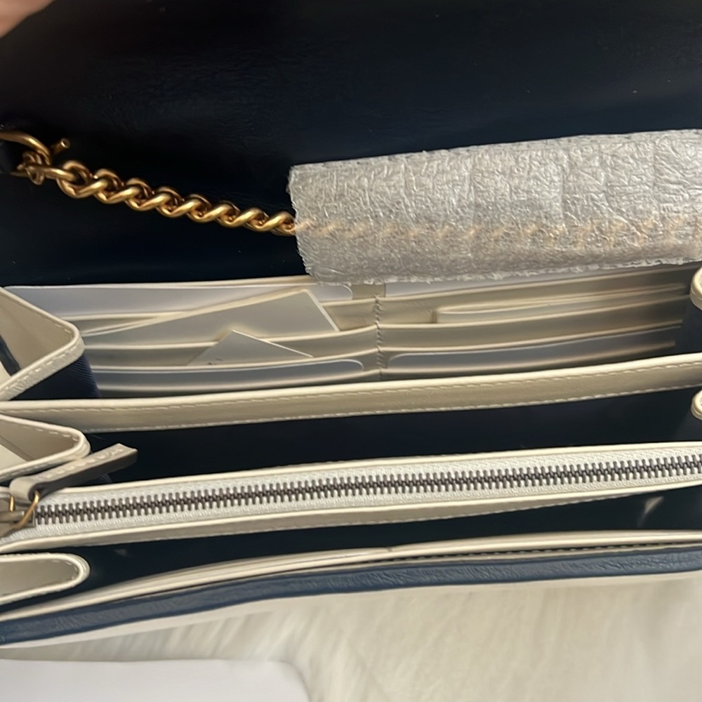 🆕💯% Auth Gucci Blue Agata GG Marmont Shoulder Bag Cream Calfskin Leather - Picture 8 of 16